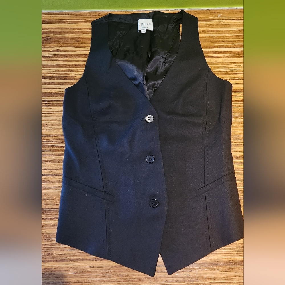 Reiss Classic Black Women's Sleeveless Blazer Vest Waistcoat